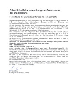 .. Offentliche Bekanntmachung zur Grundsteuer der Stadt Dohna
