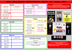 DOJO GEROLZHOFEN TRAININGSPLAN G&Uuml;LTIG AB 1. Januar 2017