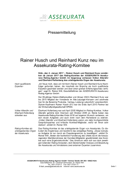 Rainer Husch und Reinhard Kunz neu im Assekurata-Rating