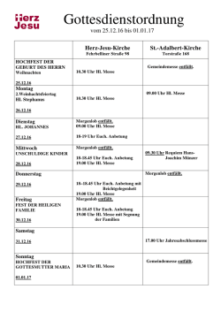 Gottesdienstordnung 25.12.16 - 01.01.17