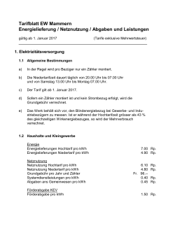 Tarifblatt EW Mammern Energielieferung / Netznutzung / Abgaben