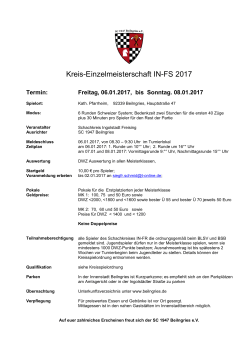Kreiseinzelmeisterschaft 2017 - Schachkreis Ingolstadt/Freising