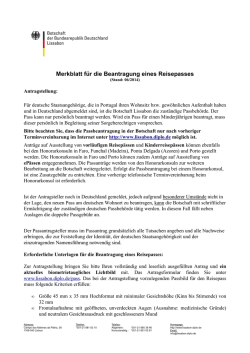 Hinweise zur Passbeantragung