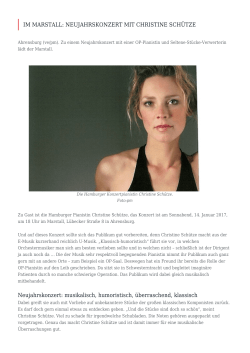 Im Marstall: Neujahrskonzert mit Christine Schütze