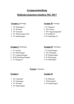 Gruppeneinteilung Hallenkreismeisterschaften SIG