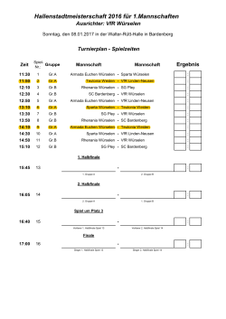 Hallenstadtmeisterschaft 2016 für 1.Mannschaften