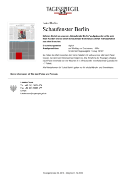 Schaufenster Berlin - Anzeigenpreise | Tagesspiegel