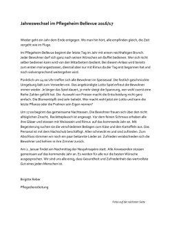 Jahreswechsel im Pflegeheim Bellevue 2016/17