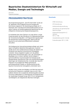 Programmstrategie - Ziel ETZ 2014-2020