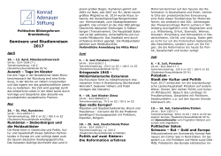 Seminare und Studienreisen 2017 - Konrad-Adenauer