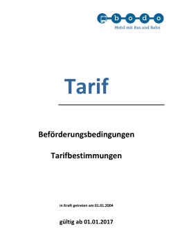 Tarifbestimmungen 2017