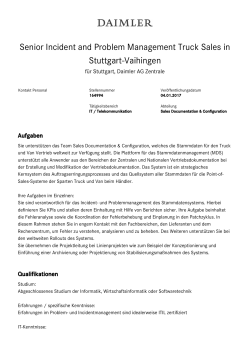 Senior Incident and Problem Management Truck Sales in Stuttgart