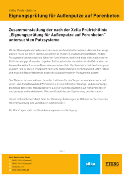 Technisches Datenblatt Ytong Au&szlig;enputzsysteme