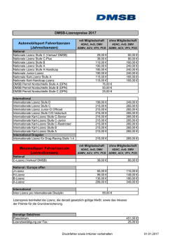 DMSB-Lizenzpreise 2017 Automobilsport - Motor