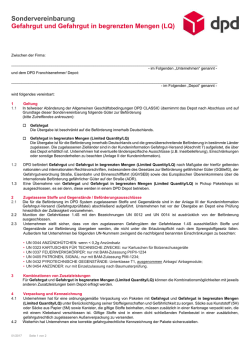 Sondervereinbarung Gefahrgut und Gefahrgut in begrenzten