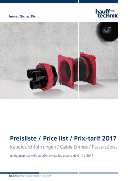 Preisliste / Price list / Prix-tarif 2017