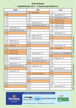 Gottmadingen Abfallkalender 2017 &ndash; 2. Quartal April/Mai/Juni