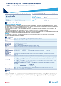 Produktinformationsblatt nach Wertpapierhandelsgesetz Aktien