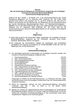 Feuerwehr - Aufwandsentsch&auml;digungssatzung (FFw)