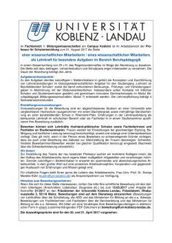 einer wissenschaftlichen Mitarbeiterin / eines wissenschaftlichen