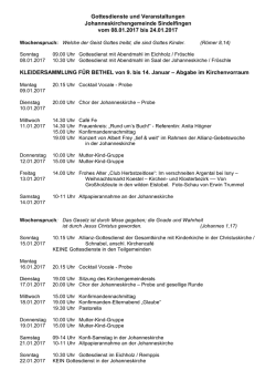 Gottesdienste und Veranstaltungen Johanneskirchengemeinde