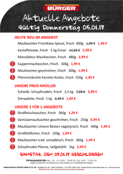 Donnerstag, 05.01.2017