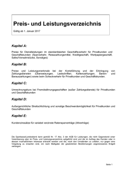 Preis- und Leistungsverzeichnis - Sparkasse Bad Tölz