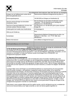 Information f&uuml;r den Einleger