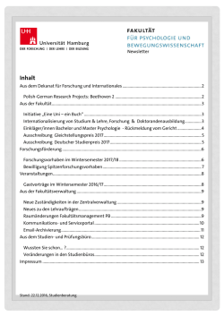 Inhalt - Hamburg - Fakult&auml;t f&uuml;r Psychologie und