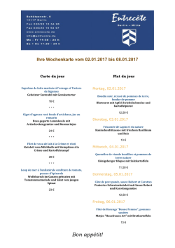 Ihre Wochenkarte vom 02.01.2017 bis 08.01.2017