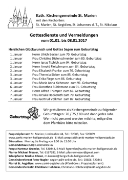 Gottesdienste und Vermeldungen - Kath. Propsteipfarrei St. Marien