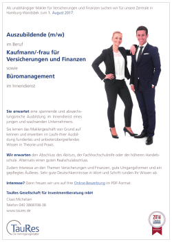 Kaufmann/-frau für Versicherungen und Finanzen Büromanagement