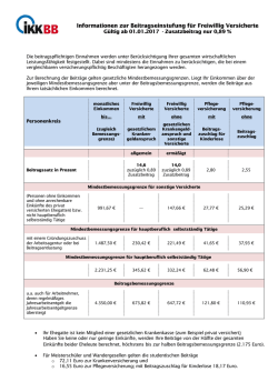 Informationen zur Beitragseinstufung f&uuml;r Freiwillig Versicherte