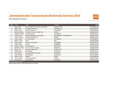 Jahresbestseller Taschenbuch Belletristik Schweiz 2016