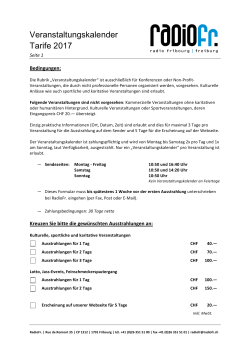 Veranstaltungskalender Tarife 2017