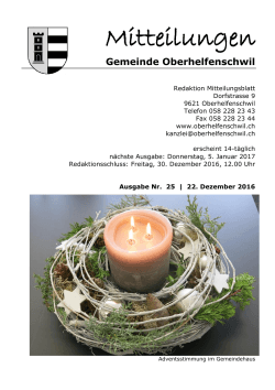 Mitteilungen - Gemeinde Oberhelfenschwil