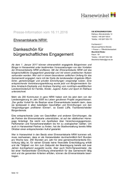 Pressemitteilung  - Ehrenamtskarte Nordrhein
