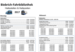 Haltestellen und Haltezeiten Fahrbibliothek 2017
