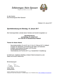 Einladung zur Sportleitersitzung 10.01.2017