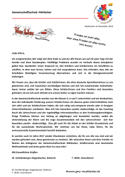 Weihnachtsbrief - Gemeinschaftsschule Mühlacker