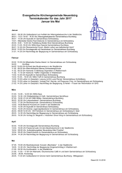 Jahreskalender 2017 - Evangelische Kirchengemeinde Neuenb&uuml;rg