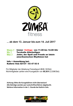 Info-Flyer Zumba Fitness (Freitag)