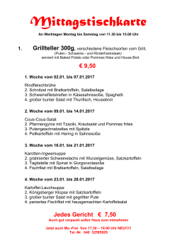Mittagstischkarte - Restaurant Flame