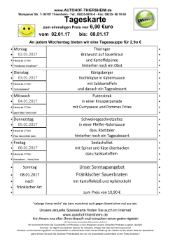 Speisekarte ab 02. Januar 2017