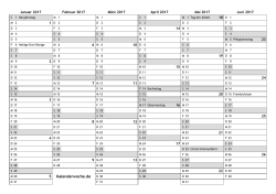 Kalender 2017 mit Kalenderwochen und Feiertagen in Deutschland