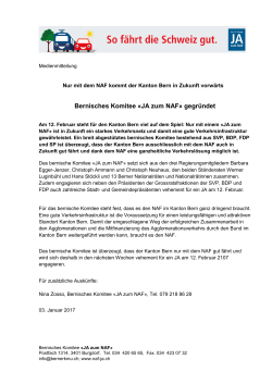 Bernisches Komitee «JA zum NAF» gegründet