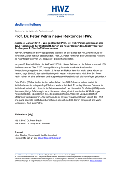 Prof. Dr. Peter Petrin neuer Rektor der HWZ