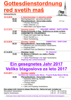 Ein gesegnetes Jahr 2017 Veliko blagoslova za leto 2017