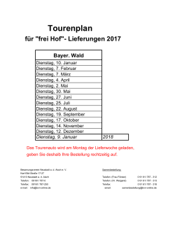 Tourenplan - des Besamungsverein Neustadt