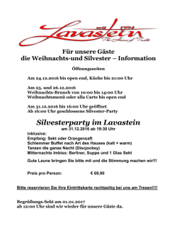 Silvesterparty im Lavastein